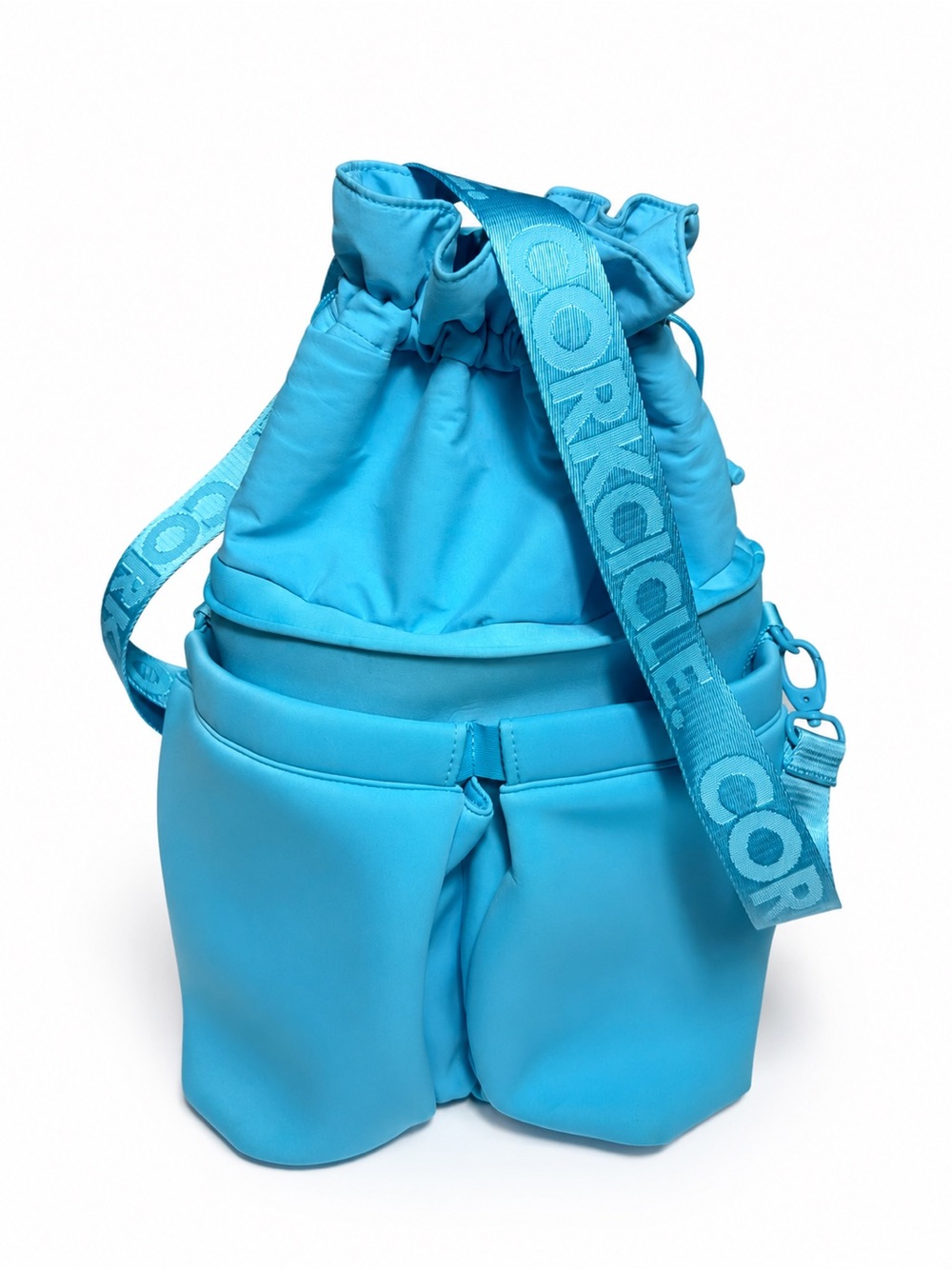 Corkcicle Eola Bucket Cooler Bag Blue Neoprene Insulated Crossbody $150 Retail
